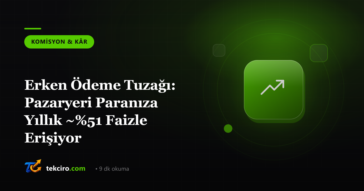 Erken Ödeme Tuzağı: Pazaryeri Paranıza Yıllık ~%51 Faizle Erişiyor